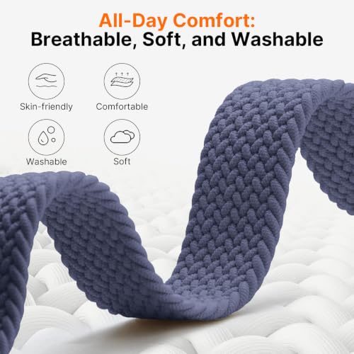 Image of Fullmosa 2 Packs Magnetic Braided Watch Bands - 18mm 20mm 22mm Quick Release Replacement Wristband, Stretchy Nylon Solo Loop Compatible with Traditional and Smartwatches for Men Women