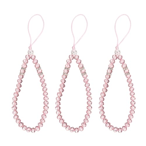 Cordon de cou porte-badge cristal rose pailleté pour clé femme