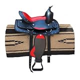Brama West Kinder-Westernsattel „Little Cowboy“ mit Decke – Kindersattel mit Strasssteinen inkl. Steigbügel – ideal für Pony Shetty Holzpferd – Schwarz/Rot (8" – ca. 1–3 Jahre)