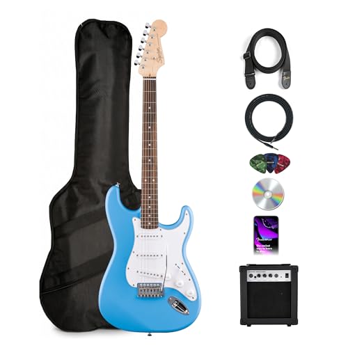 Fender Squier Stratocaster - California Blue Bundle with Amplifier, Gig Bag, Strap, Instrument...