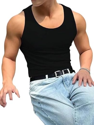 RZLECORT Men's Cotton Ribbed Regular Fit Solid Round Neck Vest | Anti Bacterial Finish, Racer Back Baniyan for Man, Comfor...