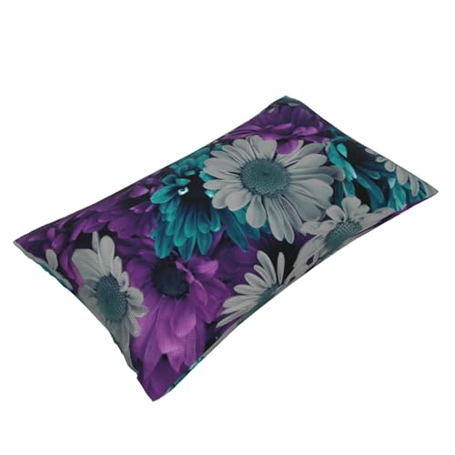 Taies d'oreiller fleurs violettes imitation lin bleu sarcelle lit canapé - 4