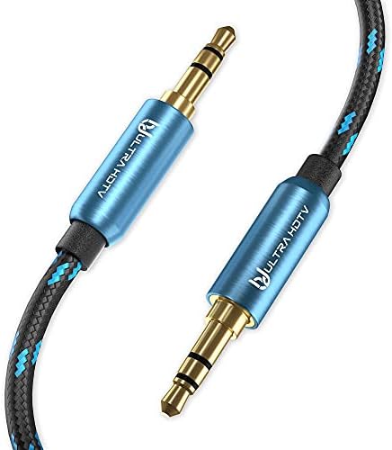 Kabel Ultra HDTV Premium AUX - 1-metrowy kabel jack z wtyczką jack 3,5 mm do 3,5 mm, stereofoniczny kabel audio z nylonową osłoną zapobiegającą skręcaniu, w pełni metalowe wtyczki i pozłacane styki