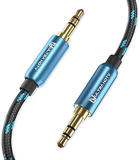 Kabel Ultra HDTV Premium AUX - 1-metrowy kabel jack z wtyczką jack 3,5 mm do 3,5 mm, stereofoniczny kabel audio z nylonową osłoną zapobiegającą skręcaniu, w pełni metalowe wtyczki i pozłacane styki
