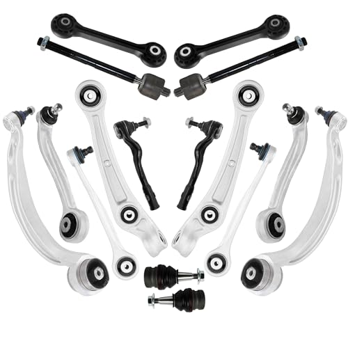 Ironants Front Lower Upper Control Arms Compatible with 2009 2010 Audi A4 A5 A4 Quattro Audi A5 Quattro Q5 2008 S5 suspension Kit With Ball Joints Sway Bar Link Outer Inner Tie Rod End
