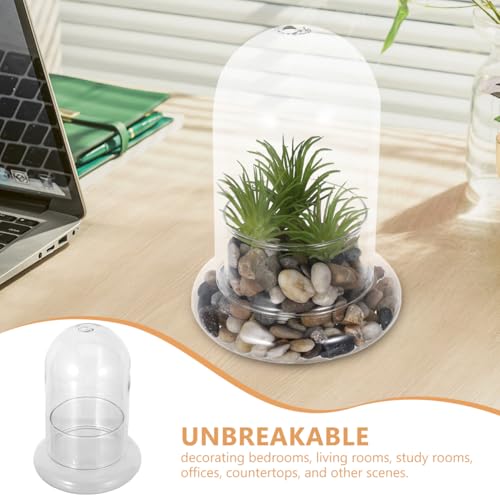 2pcs Cloche Glass Dome with Air Hole and Base, Clear Glass Terrarium Plants Bell Jar Humidity Dome for Smallplants, Home Indoor Tabletop Decoration (No Plants) - Thumbnail 6