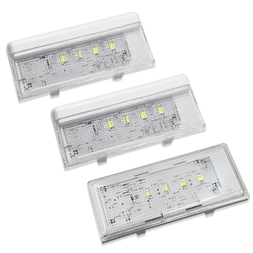 Image of HPUY W10515058 W10515057 Refrigerator LED Light 3PCS with Cover Compatible for Kenmore Maytag Whirlpool Refrigerator LED Light Replacement Replace WPW10515058 WPW10515057