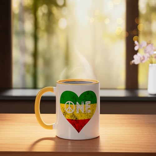 Taza de Cerámica Rasta Reggae Roots 11 Onzas Amarillo/Blanco miniatura 3