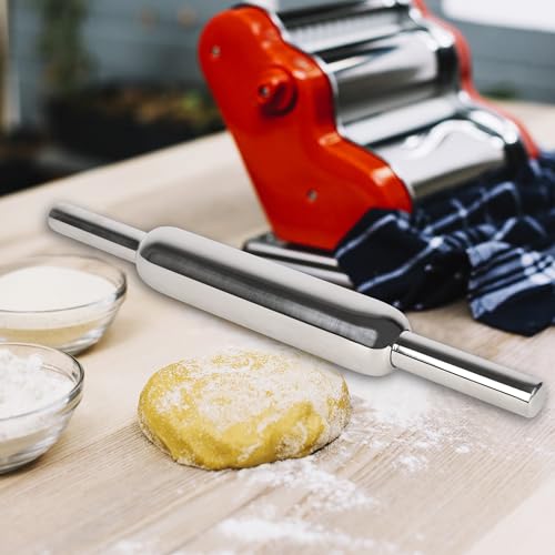 Image of Rollyware Premium 100% Stainless Steel Smooth Rolling Pin /Belan for Baking, Doughs, Breads, Chapati - Slim, Non Stick, Lightweight with Better Grip & Easy to Wash (Steel BELAN)
