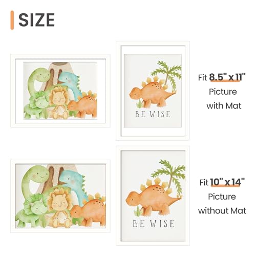 Image of upsimples 10x14 Picture Frame, Display Pictures 8.5x11 with Mat or 10 x 14 Without, Wall Hanging Diamond Frames, White, 1 Pack