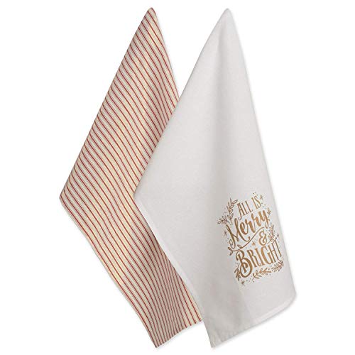Image of DII Christmas Tea Towels Decorative Kitchen Dish Towel Set, 18x28, Merry & Bright, 2 Piece