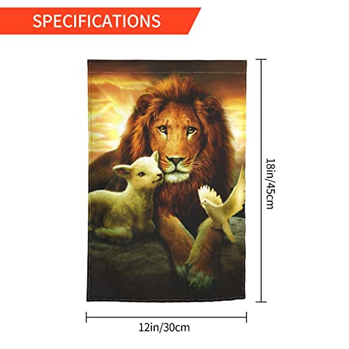 12X18In Garden Flag Sunset Lion Lamb Bird Double Sided Christmas Garden Flag Outdoor Decorative Flags For Winter Outdoor Garden Yard Lawn Christmas Easter Decoration #TOP1