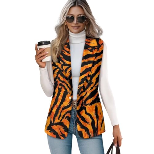 Women's Dressy Casual Sleeveless Vest Suit Waistcoat One Button Loose Fit Business Blazer