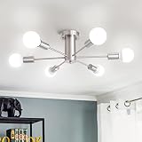 KOSTOMO 6 Lights Nickel Ceiling Light Fixture Mid-Century Sputnik Chandeliers Modern Flush Mount Lig