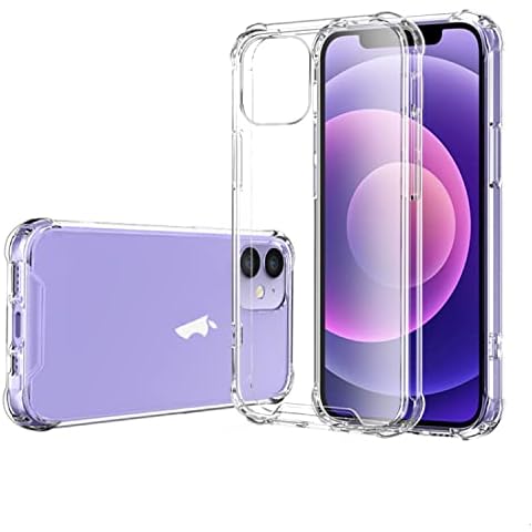 Hually Case Compatible with iphone 12 Mini, Transparent Shockproof Bumper Cover for iphone 12 mini with Scratch-Proof PC Back Plate (5.4 Inch) Cover