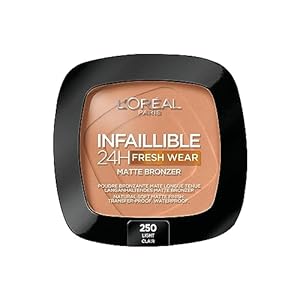 L’Oréal Paris Soft Matte Bronzer, Longwear, Matte Finish, Waterproof and Transfer-proof, Infallible 24H, 250 Light