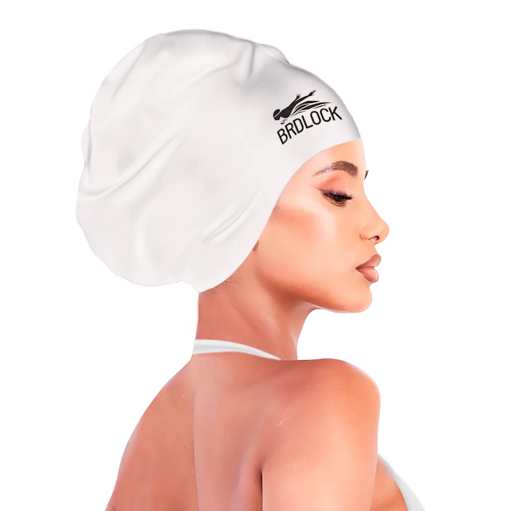 BRDLOCK Extra Large Swim Cap for Long Hair and Braids, Swimming Cap for Women Dreadlocks Thick Curly Hair Waterproof Silicone Swim Caps Keep Your Hair