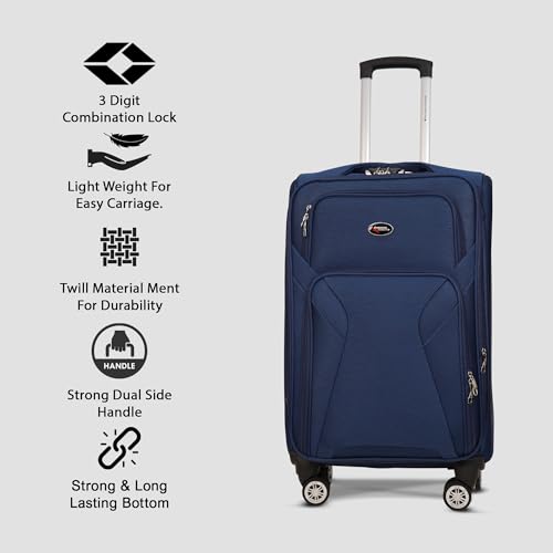 Image of AMERICAN TRAVELLER Bite 55 cm Cabin Trolley Bag (2-3 Days) | Expandable | 360 Spinner Wheels, Telescopic Handle, Front Pockets, Twill Fabric, Travel Bag, 5 Years Warranty