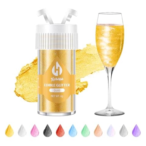 Gold Edible Glitter for Cocktails Gold Luster Dust Edible Gold Drink Glitter Food Grade Edible Cake Glitter, 6g Cover