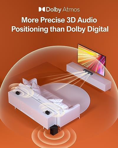 ULTIMEA 5.1 Soundbar with Dolby Atmos, 3D Surround Sound System Sound Bar for TV, TV Sound Bar with Wireless Subwoofer, Surround and Bass Adjustable Home Audio TV Speakers, Poseidon D60 Series - Image 5