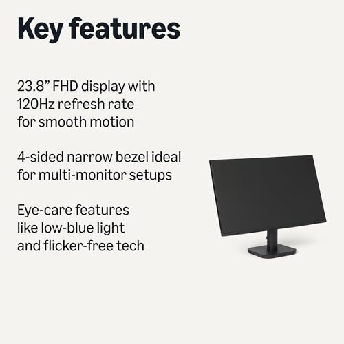 Amazon Basics 238 inch Computer Monitor 120 Hz 1080P HDMI DP VGA VESA Compatible for OfficeHome
