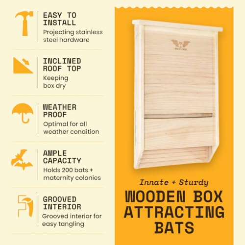 Image of WildYard Bat Box for Outdoors - Extra Large 3 Chamber, Cedar, 200-Bats