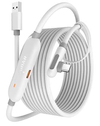 Maxonar VR Charging Link Cable 5m (Next-Gen Chip) USB C Cable Compatible with Meta Quest 3S/Quest 3/Oculus Quest 2/Pico 4 and PC VR Headset Steam VR Accesorios 5Gbps High Speed USB 3.0 (White)