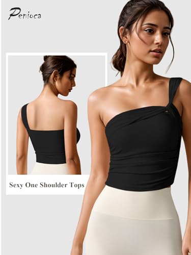 One Shoulder Tops for Women Twist Front Asymmetrical Sleeveless Casual Tank Top2