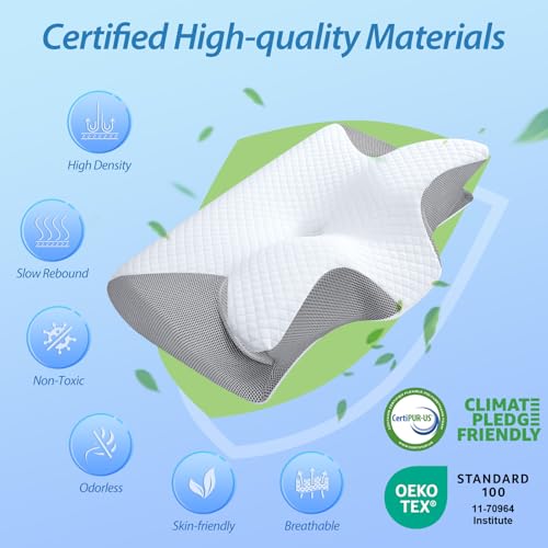 HOMCA Cuscino Cervicale, 2 in 1 Cuscino Ergonomico