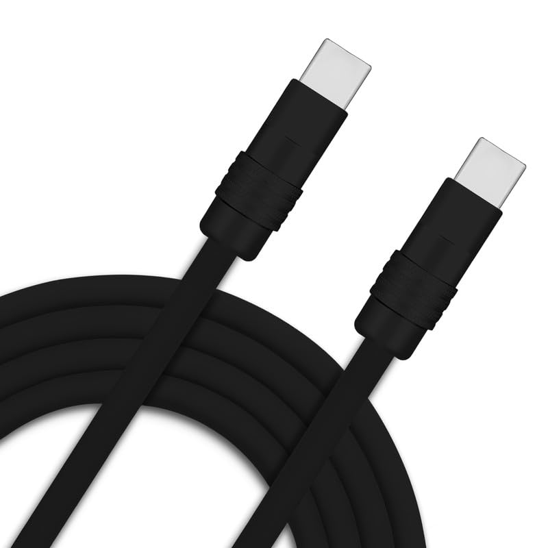 Chubby 2.0 240W USB C Cable Durable Fast Charging Cable Ultra-Thick Silicone Charger Cord Compatible with iPhone 15/16 Series, Samsung Galaxy, Black+Black, Type-C to Type-C, 16.4 FT 16.4ft (5m) Type C-Type C Black+Black