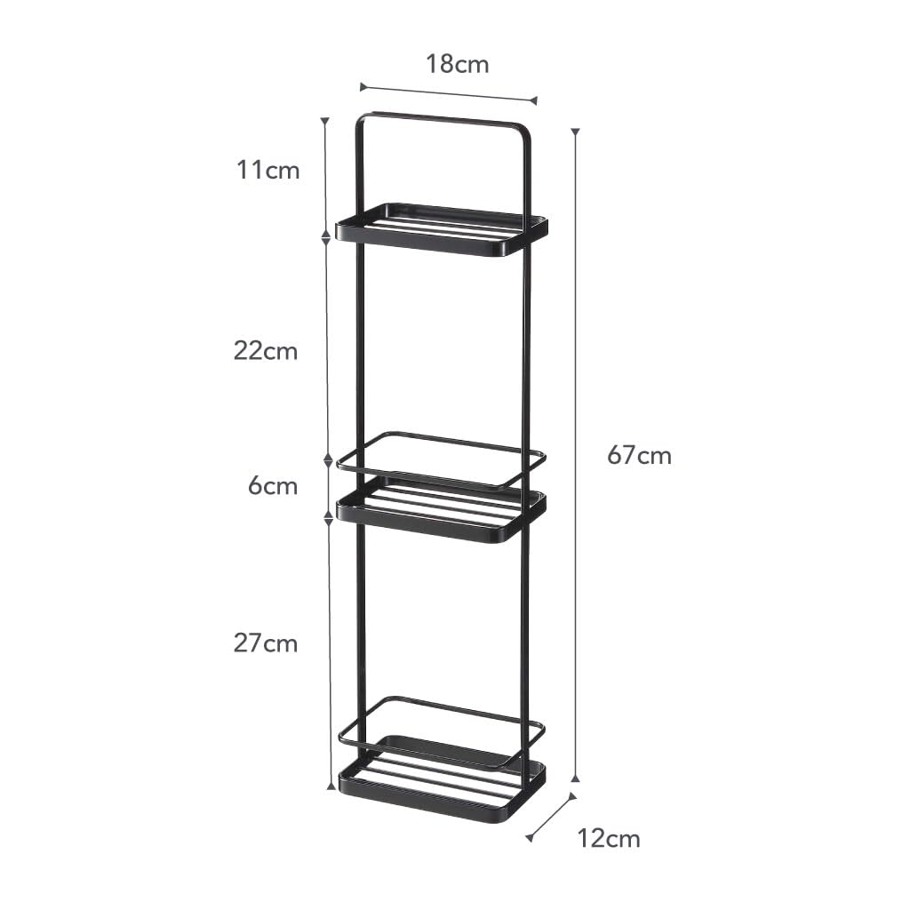 YAMAZAKI 6635 TOWER 3Tiered Rack, black, Steel, 18 x 12 x 67 cm