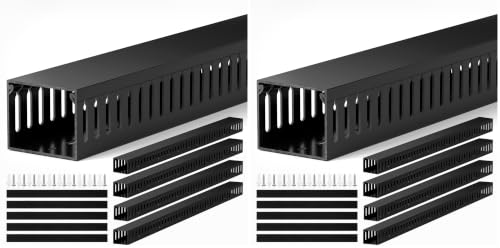 Image of ZhiYo 2 inch H x 2.4 inch W Cable Management Raceway, 95in Under Desk Channel, Black (Pack of 2)