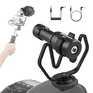 Moman Externes Video Mikrofon, MA1 Camcorder Shotgun Mikrofone mit Windschutz Stoßdämpferhalterung für Canon Sony Nikon Panasonic Smartphone Laptop, DSLR Kamera Richtmikrofon