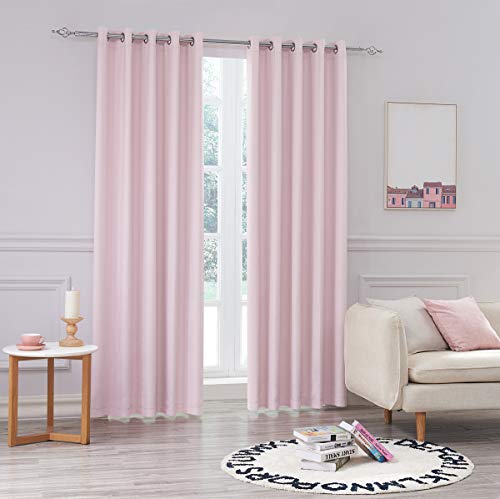 Cortinas de dormitorio 100 % opacas, dos paneles de satén rosa rubor de 66 x 90 largo 3