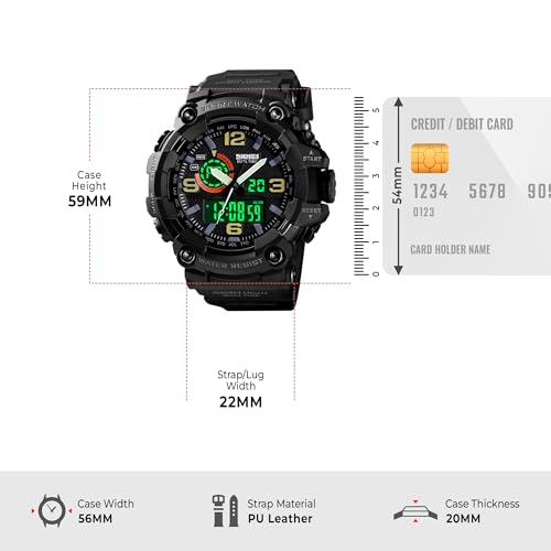 Image of SKMEI Men's Digital Sports Wrist Watch LED Screen Large Face Electronics Military Watches Waterproof Alarm Stopwatch Back Light Outdoor Casual Black Watch