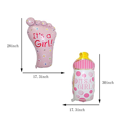 7Pcs Girls Foil Balloons Baby Bottle Balloons Feet Balloon Crown Balloon Baby Stroller Balloon For Gender Reveal Supplies Baby Shower Party Decorations #TOP1