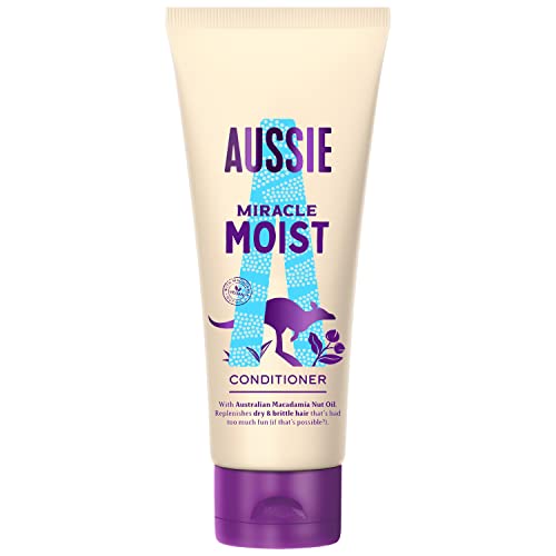 Après-shampoing Aussie Miracle Moist soin hydratant à la macadamia, cheveux abîmés sans cruauté 200ml