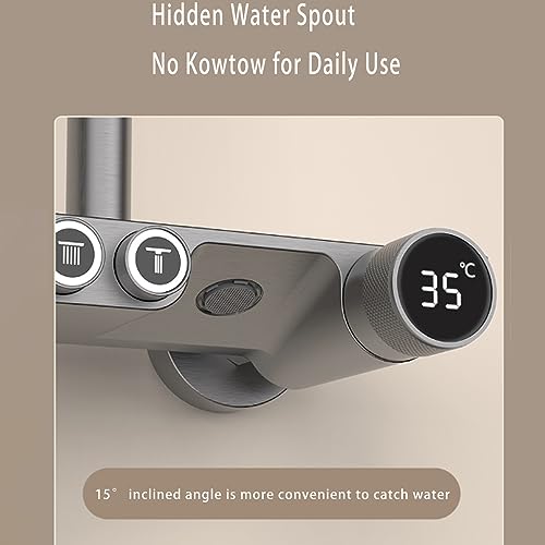 Robinet de douche LED noir avec douchette 3 modes et bec baignoire