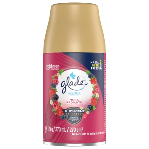 Glade Aromatizante Automático en Aerosol, Un Repuesto Dura Hasta 2 Meses, Aroma Mora Radiante, 175g Repuesto