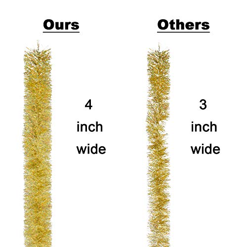 Hamore 19.8Ft Christmas Tinsel Garland, Gold Tinsel Twist Garland, Metallic Tinsel Twist Garland, Shiny Sparkly Soft Hanging Xmas Garland For Christmas Tree Decorations Indoor Holiday Party Supplies #TOP6