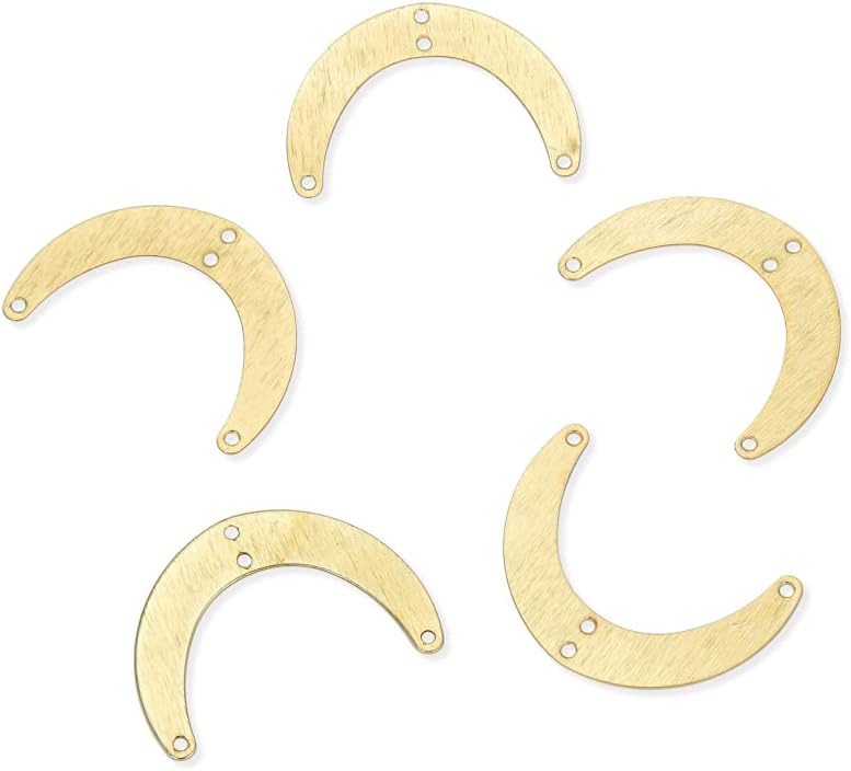 50pcs Adabele Tarnish Resistant 29mm 4-Hole Moon Connector Link 18K Yellow Gold Plated Brushed Brass Earring Findings for Craft Jewelry Making BF-C2