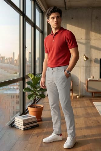 Image of Louis Philippe Men's Slim Fit Premium Cotton Soft Handfeel Solid Chinos