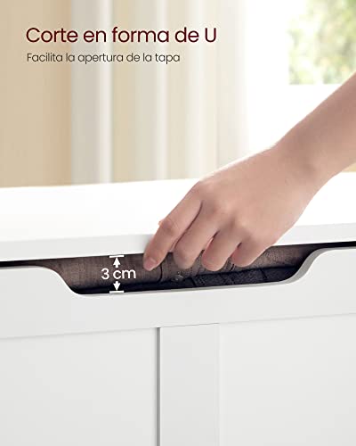 Miniatura 8 de Vasagle Puff Almacenaje, Banco Almacenaje Con 2 Bisagras De Seguridad, Baúl Almacenaje, Banco Zapatero, Estilo De Campo, 40 X 100 X 46 Cm, Para Pasillo Dormitorio Salón, Blanco Nube Lsb060t14