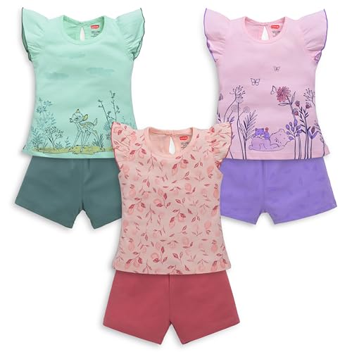 Image of LuvLap Baby Girls Regular Fit 100% Cotton Half Sleeves Girls Top CoSet Pack of 3