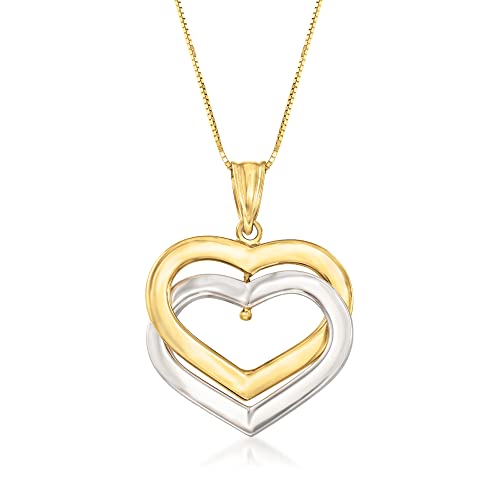 Ross-Simons 14Kt 2-Tone Gold Interlocking Hearts Pendant Necklace. 18 Inches #TOP30