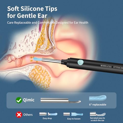 Ear Wax Removal Kit - Ear Cleaner with Camera, Camera with 6 Silicon Ear Spoon with 1080P, Ear Camera with LED Light, Ear Cleaning Kit for iPhone, iPad, Android -Black - View 6
