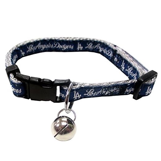 MLB CAT COLLAR. - LOS ANGELES DODGERS CAT COLLAR. - Strong & Adjustable BASEBALL Cat Collars with Metal Jingle Bell