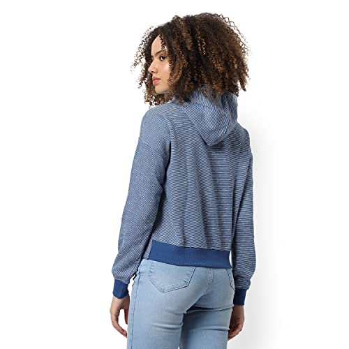 Image of PINACOLADA Women's Double Striped Hoodie with Ribbed Hem for Casual Wear | Hooded Neck | Long Sleeve | Pull On Closure | Cotton Sweatshirt Crafted with Comfort Fit for Everyday Wear