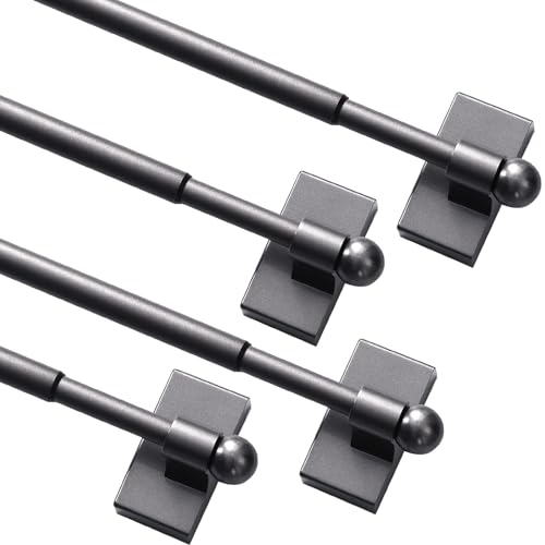 Turquoize 4 Pack Magnetic Curtain Rods for Metal Doors, 9-16", Pewter