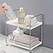 KINGBERWI 2 Tier Bathroom Organizer Countertop, Vanity Counter Skincare Makeup Organizer Holder, Bathroom Sink Countertop Storage Shelf, Silver